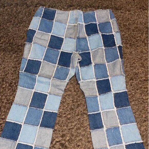 Vintage ZANA DI Flared Denim Patchwork BOHO Chic Jeans HTF!